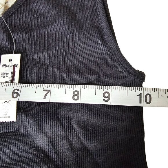 Madewell Brightside Rib One-Shoulder Tank Top Slim Fit True Black Women Size XXS - Picture 13 of 15
